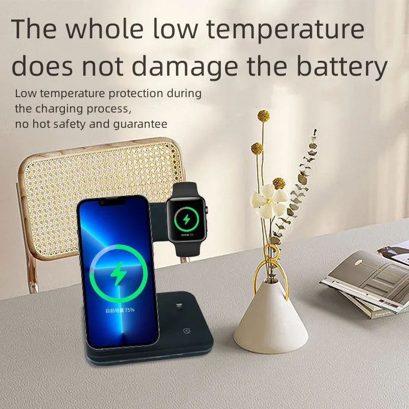Suitable for mobile phone watch Bluetooth 3-in-1 wireless charging 15W magnetic desktop stand wireless charger
Suitable for mobile phone watch Bluetooth 3-in-1 wireless charging 15W magnetic desktop stand wireless charger