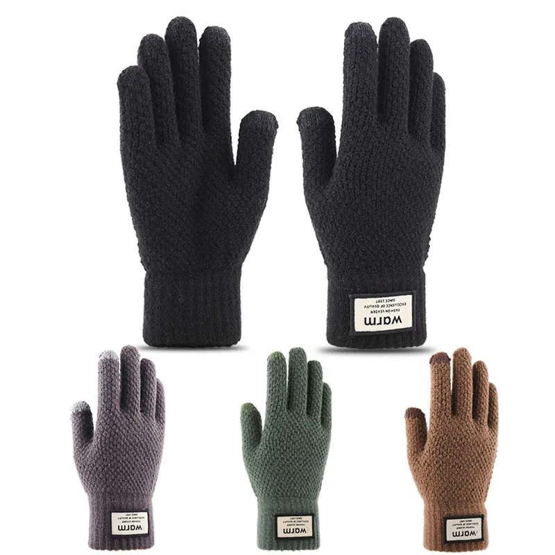 

Winter Unisex Touch Screen Gloves For Men Women Full Finger Imitation Wool Warm Stretch Knit Mittens Thicken Crochet Gloves
