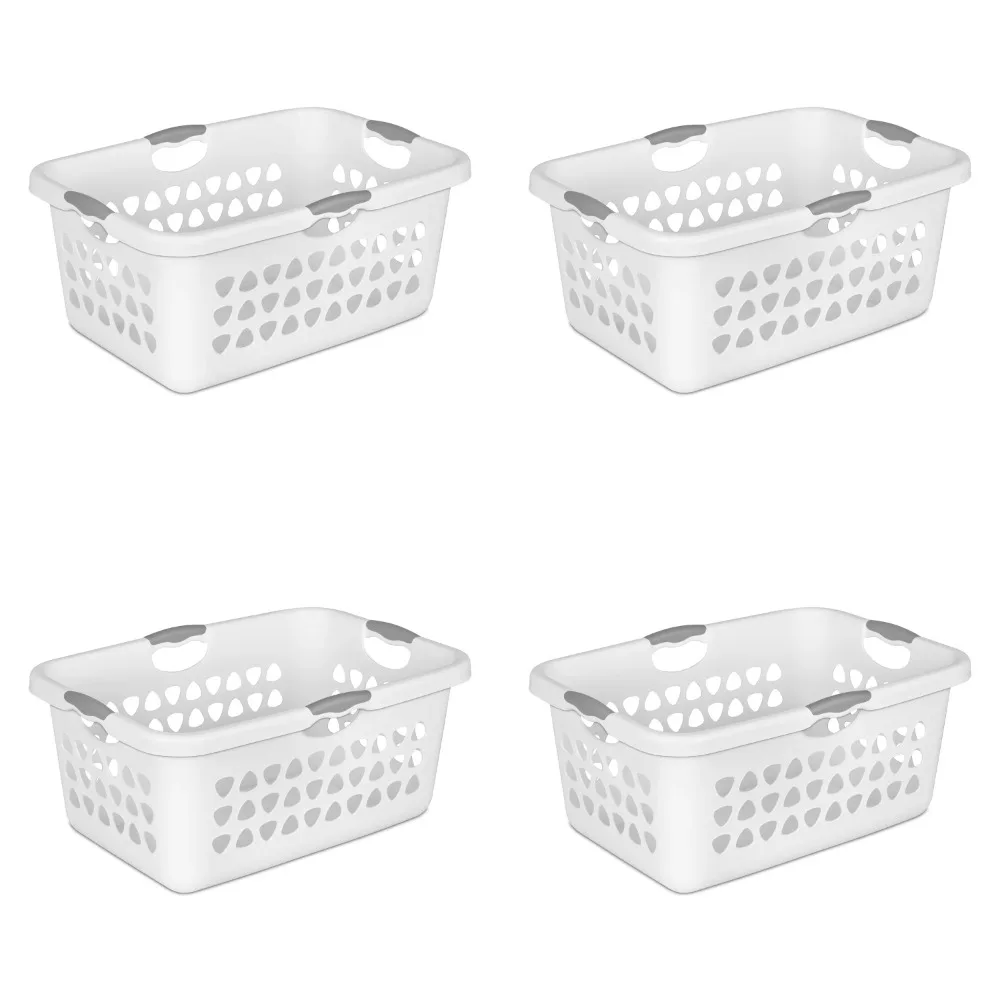 

2 Bushel Ultra Laundry Basket Plastic, White, Set of 4, Cesto Ropa Sucia,laundry Hamper,26.75 x 18.88 x 12.25 Inches