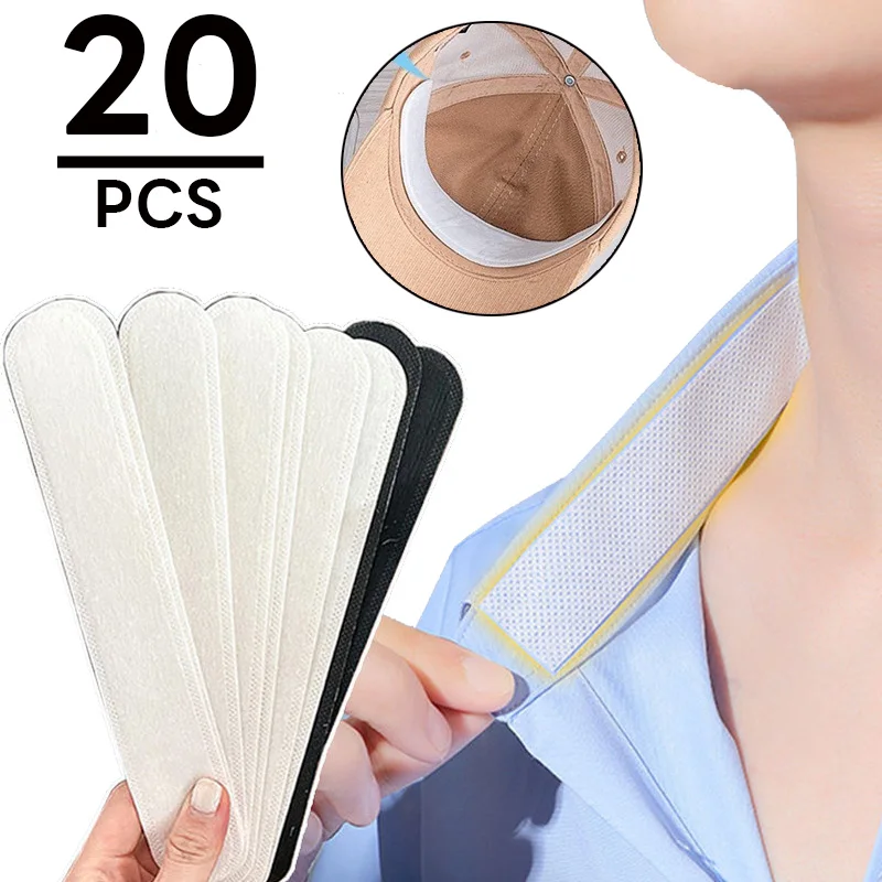 

20Pcs Hat Sweat Absorber Stickers Summer Cap Liner Bands Sweatband Visor Hat Size Reducer Adhesive Sweat Absorbing Strips Pads