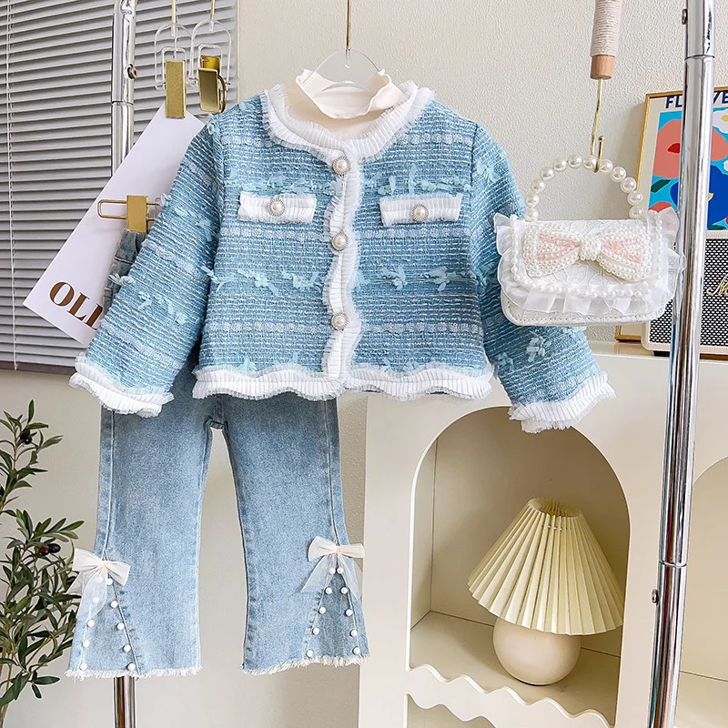 Fashion Kids Girls Princess 2pcs Clothes Set Spring Autumn Children Sweet Coat Outwear+jeans Pants Suit Vintage Outfits 2-8 yrs
Fashion Kids Girls Princess 2pcs Clothes Set Spring Autumn Children Sweet Coat Outwear+jeans Pants Suit Vintage Outfits 2-8 yrs