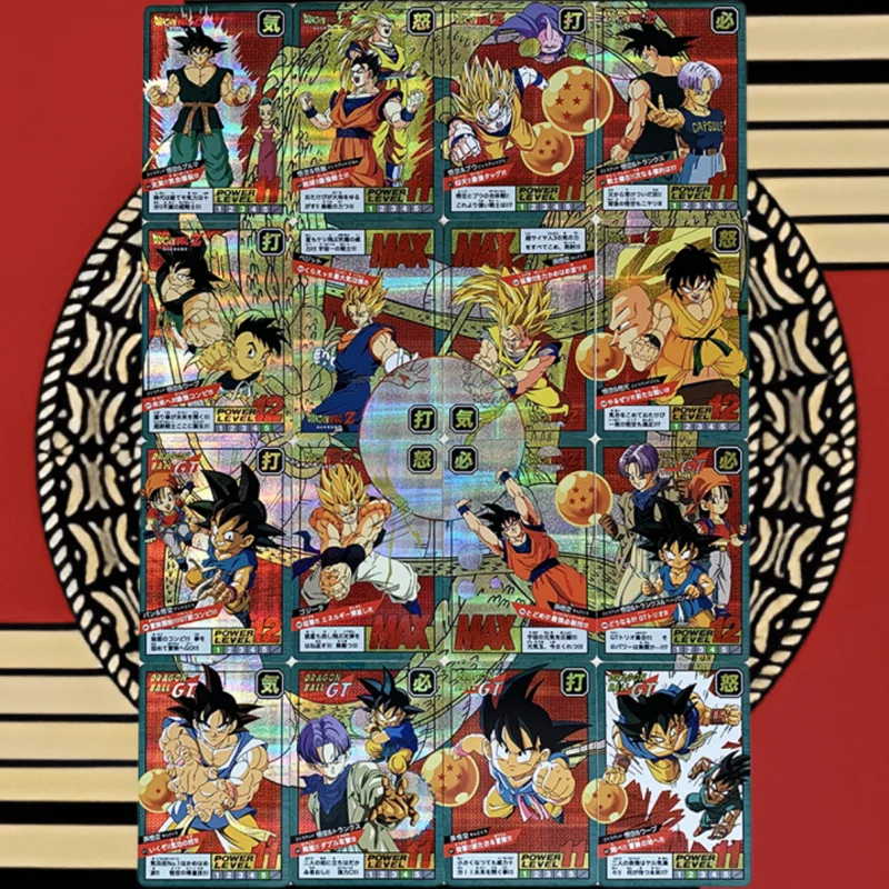 

16Pcs/Set DRAGON BALL Z Cards ACG Son Goku Gohan Vegeta Super Saiyan Piccolo Anime Game Refraction Grid Flash Cards Part 15 16
