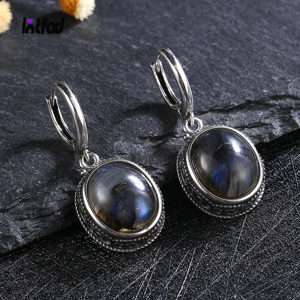 925 Sterling Silver Earring Oval Natural Labradorite Hoop Earrings for Women Retro Moonstone Party Dainty Jewelry Birthday Gift
925 Sterling Silver Earring Oval Natural Labradorite Hoop Earrings for Women Retro Moonstone Party Dainty Jewelry Birthday Gift