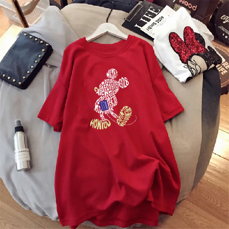 Large Size T-shir Women's Mickey Mouse Letter Printing New Short-sleeved Loose Casual Short-sleeved Bottoming T-shirt Trend
Large Size T-shir Women's Mickey Mouse Letter Printing New Short-sleeved Loose Casual Short-sleeved Bottoming T-shirt Trend