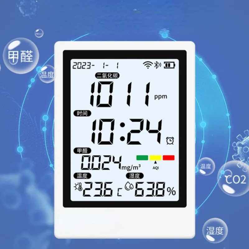 Intelligent Indoor Gas Detector Formaldehyde Carbon Dioxide Air Quality Monitoring Instruments New Temperature Humidity Meters
Intelligent Indoor Gas Detector Formaldehyde Carbon Dioxide Air Quality Monitoring Instruments New Temperature Humidity Meters