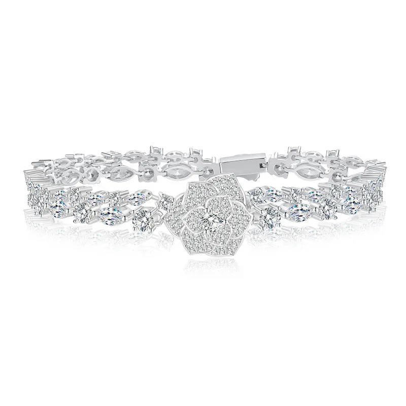 

2023 new S925 Yinhao diamond inlaid camellia bracelet fashionable Mingyuan ins style Tiktok style