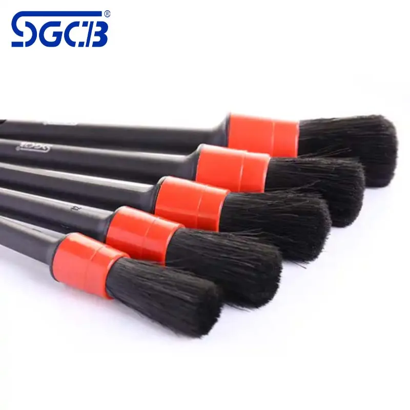 

SGCB Car Detailing Brush Set Soft Nature Boar Hair Synthetic Fiber Blend Brush Wet & Dry Scratch Free for Interior Exterior 5PCS