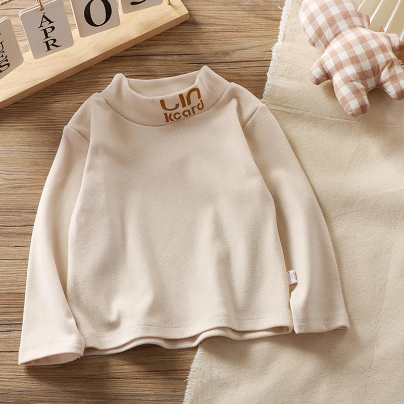 

Children Girls Spring Autumn Tops Kids Middle Collar Cotton Long Sleeve T-shirt Bottoming Tee Clothing 1-12 Years