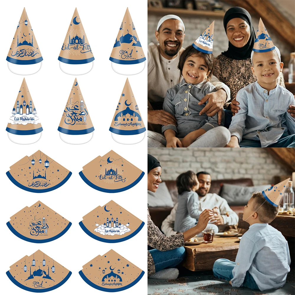 6pcs/set Eid Mubarak Paper Hats Ramadan Kareem Decoration Islamic Muslim Festival Party Supplies Eid Photo Props Kids Gift
6pcs/set Eid Mubarak Paper Hats Ramadan Kareem Decoration Islamic Muslim Festival Party Supplies Eid Photo Props Kids Gift