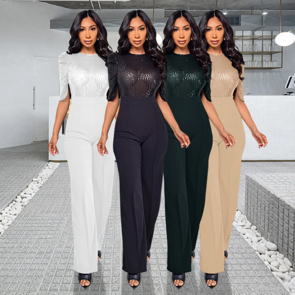 Women High Waist Sequin Jumpsuit Elegant Jumpsuits Round Neck 3/4 Sleeve Fashion Spring Summer
Women High Waist Sequin Jumpsuit Elegant Jumpsuits Round Neck 3/4 Sleeve Fashion Spring Summer