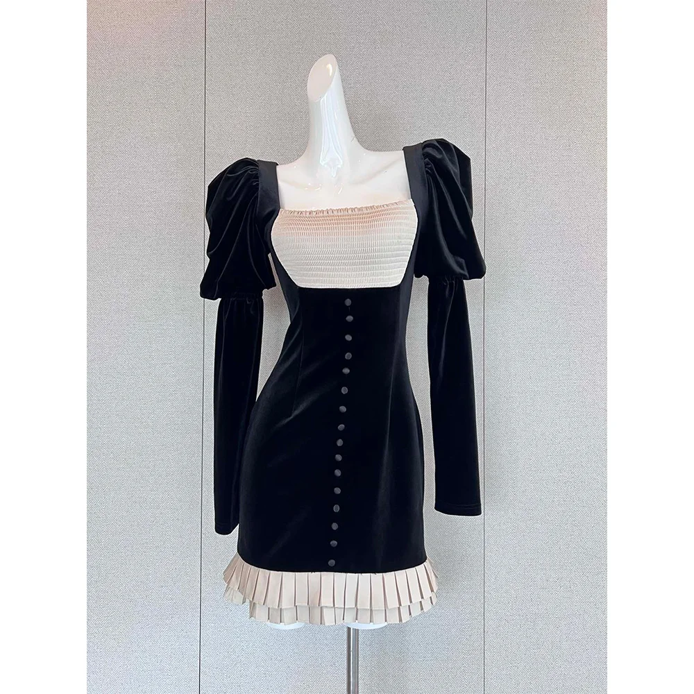 High quality! 24 New Vintage Velvet Temperament Bubble Sleeve Long Sleeve Package Hip Short Dresses
High quality! 24 New Vintage Velvet Temperament Bubble Sleeve Long Sleeve Package Hip Short Dresses