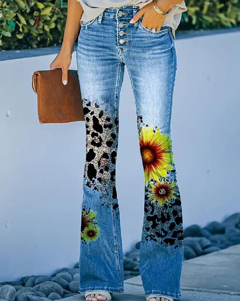 

2024 Hot Selling American Retro Spicy Girl Blue Micro Flared Jeans, Fashionable Low Waisted Versatile 3D Casual Denim Pants