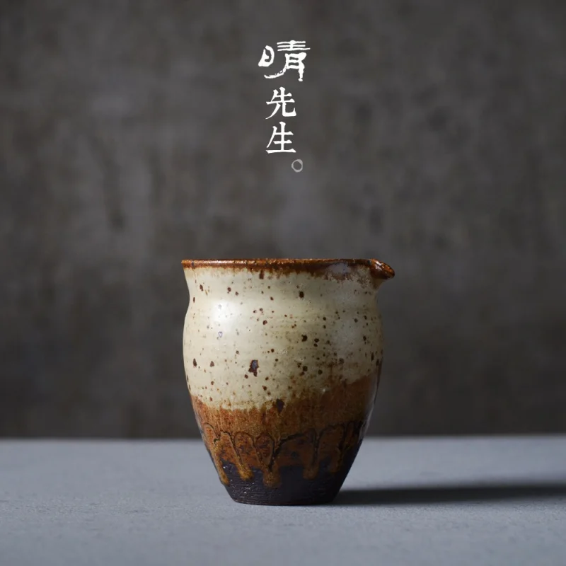 

Firewood Color Handmade Japanese Style Ceramic Fair Cup Kiln Baked Fair Cup Retro Tea Pitcher Heat Resistant Kung Fu Tea Teaware