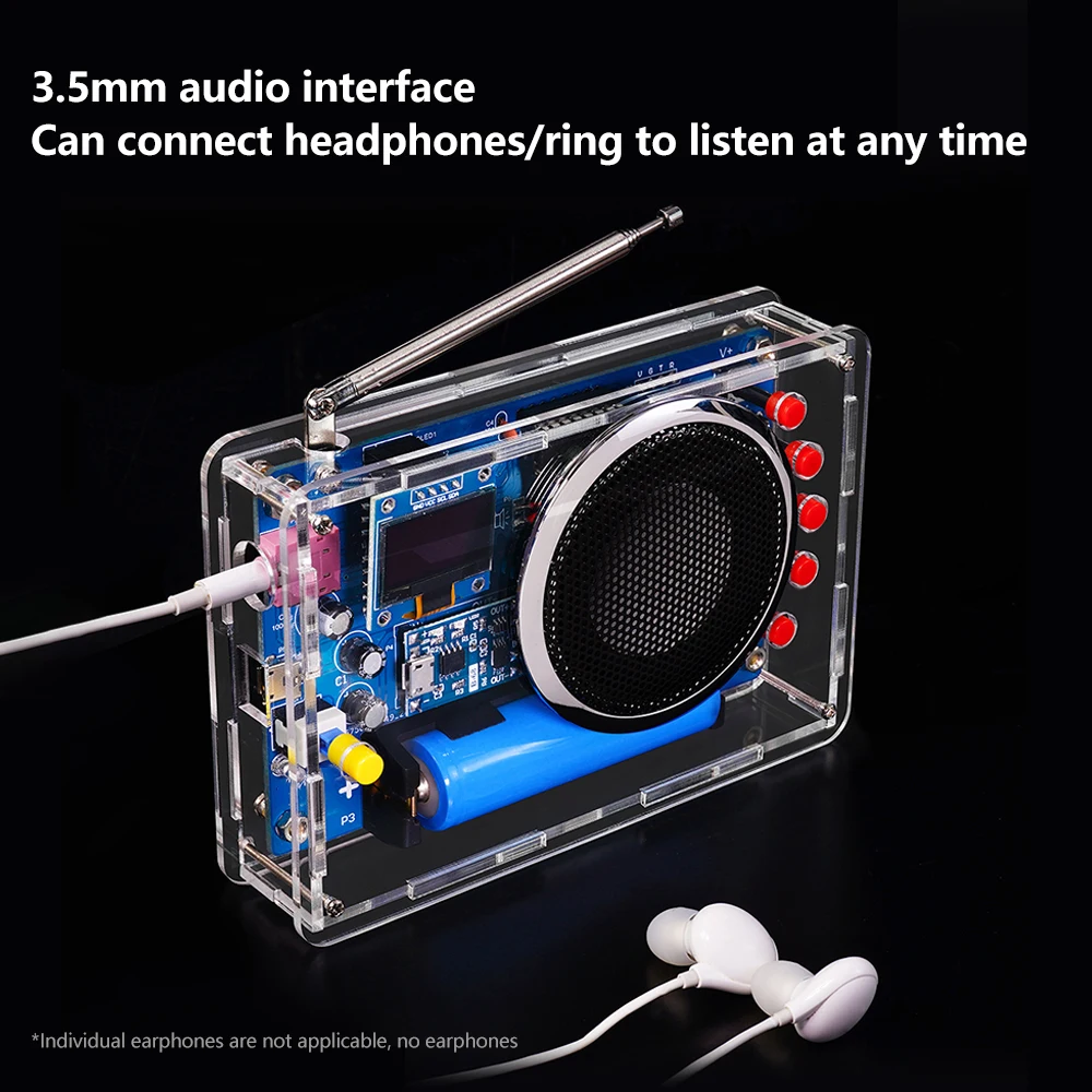 OLED Display Radio DIY Kit Rechargeable FM 87-108MHZ 18650 Lithium Battery Powered Circuit Board Soldering Electronic DIY Parts OLED Display Radio DIY Kit Rechargeable FM 87-108MHZ 18650 Lithium Battery Powered Circuit Board Soldering Electronic DIY Parts