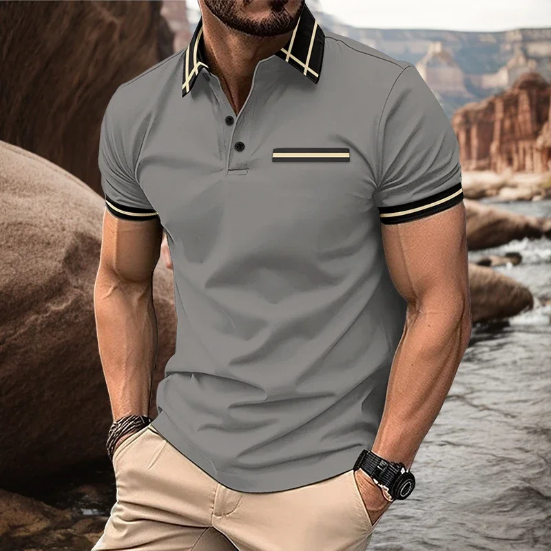 Men's Summer Fashion Slim Fit Short Sleeve Polo Shirt with Polo Collar Golf Sports Fake Pocket Golf Polo Shirt
Men's Summer Fashion Slim Fit Short Sleeve Polo Shirt with Polo Collar Golf Sports Fake Pocket Golf Polo Shirt