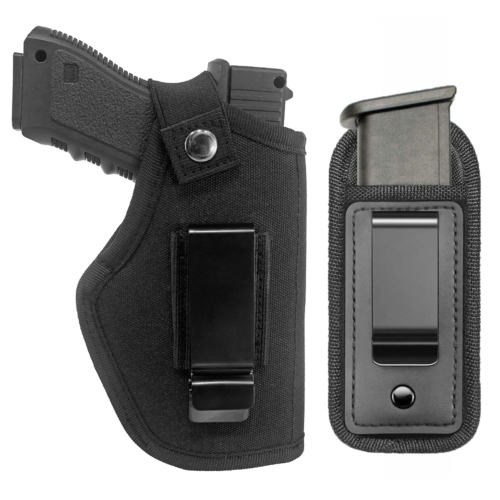 Tactical Right Left Hand Ambidextrous Pistol Concealed Carry IWB OWB Gun Holster and 9mm Single Magazine Pouch
Tactical Right Left Hand Ambidextrous Pistol Concealed Carry IWB OWB Gun Holster and 9mm Single Magazine Pouch