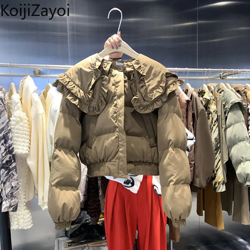 Koijizayoi Solid Women Cropped Parkas Lady Winter Ruffled Single Breasted Quilted Coat Fashion Thick Warm Parka 2022 Top Korean
Koijizayoi Solid Women Cropped Parkas Lady Winter Ruffled Single Breasted Quilted Coat Fashion Thick Warm Parka 2022 Top Korean