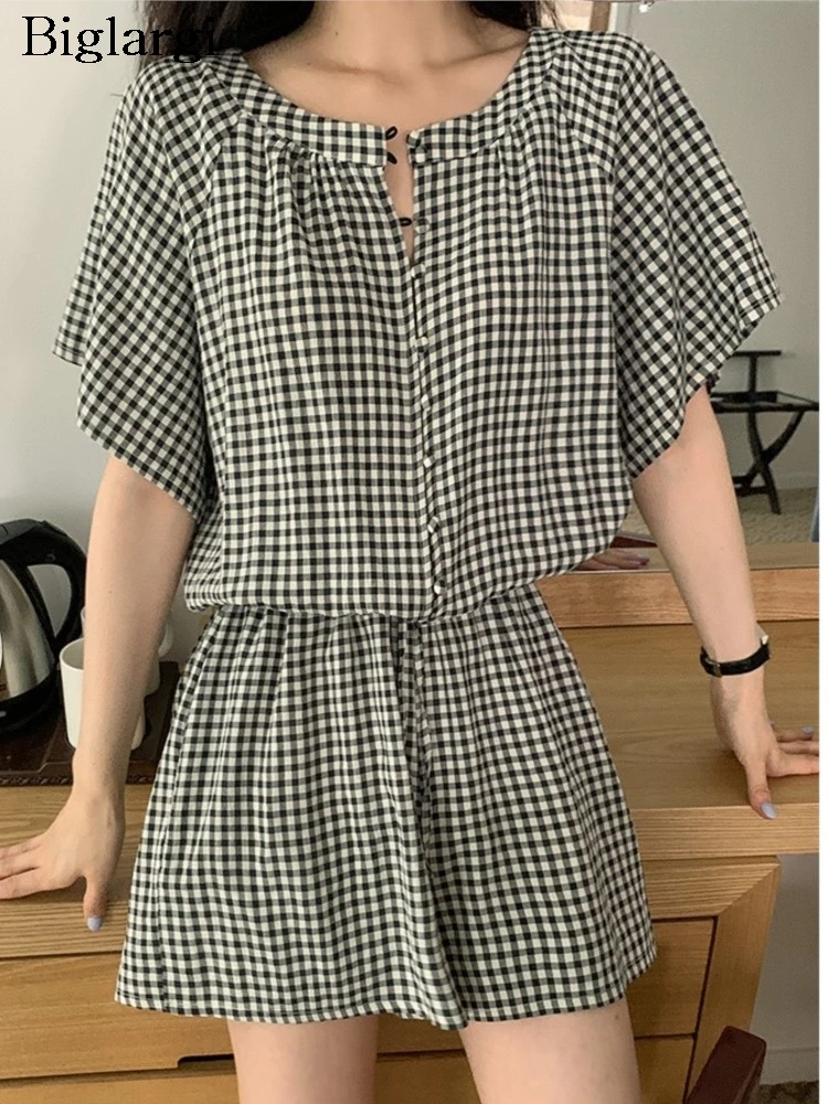 Женский клетчатый мини-комбинезон с принтом, Свободные повседневные модные комбинезоны в Корейском стиле с широкими штанинами и коротким рукавом, Летний комбинезон
Женский клетчатый мини-комбинезон с принтом, Свободные повседневные модные комбинезоны в Корейском стиле с широкими штанинами и коротким рукавом, Летний комбинезон