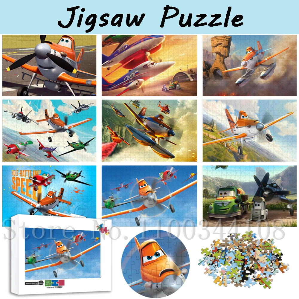 

300/500/1000 Pcs Disney Planes Jigsaw Puzzles Children Early Education Toys Cartoon Movies Paper Puzzles Assemble Game Gift