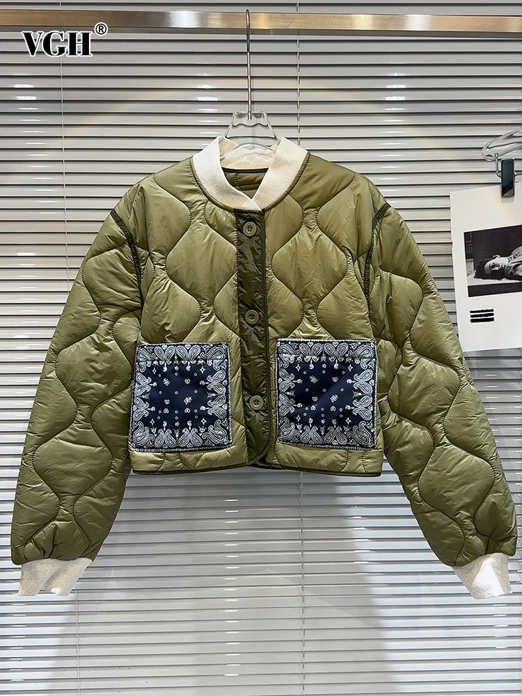 VGH Patchwork Pockets Casual Short Winter Coats For Women Stand Collar Long Sleeve Spliced Single Breasted Loose Parkas Female
VGH Patchwork Pockets Casual Short Winter Coats For Women Stand Collar Long Sleeve Spliced Single Breasted Loose Parkas Female