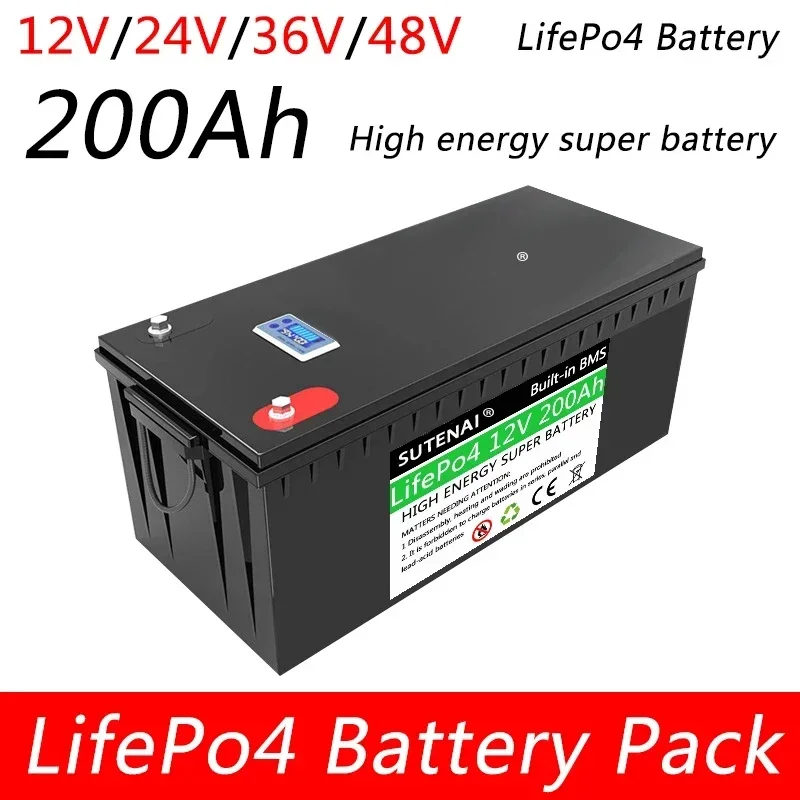 12V 24V 36V 48V 200AH LiFePO4 Battery Built-in BMS for Solar Power System RV Campers Golf Cart Off-road Solar Deep Cycle
12V 24V 36V 48V 200AH LiFePO4 Battery Built-in BMS for Solar Power System RV Campers Golf Cart Off-road Solar Deep Cycle
