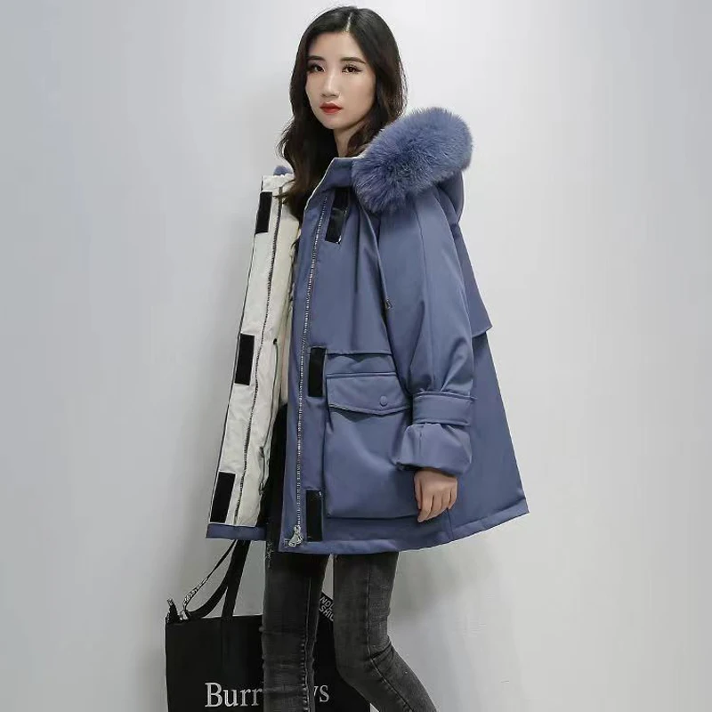 Winter Thick Hooded Parkas Jacket Women Natural Fox Fur White Duck Down Coat Warm Sash Tie Up Zipper Down Snow Outerwear
Winter Thick Hooded Parkas Jacket Women Natural Fox Fur White Duck Down Coat Warm Sash Tie Up Zipper Down Snow Outerwear