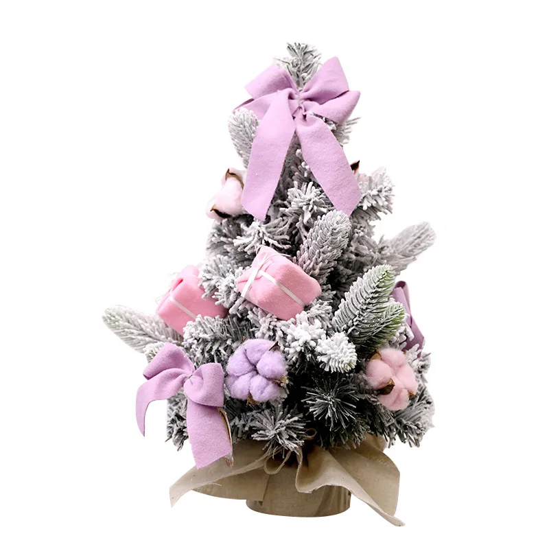 

Christmas simulation snowflake flocking dress mini Christmas tree tabletop decoration shopping mall window decoration