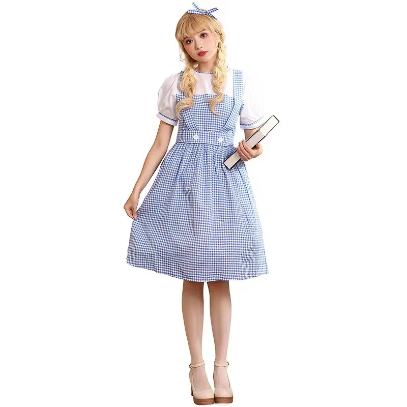 Adult Blue And White Plaid Woman Halloween Dorothy Gale Costumes Female Maid Cosplay Carnival Purim Parade Role Play Party Dress
Adult Blue And White Plaid Woman Halloween Dorothy Gale Costumes Female Maid Cosplay Carnival Purim Parade Role Play Party Dress