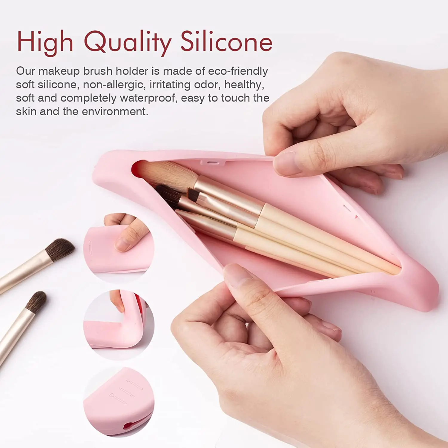 Silicone Travel Makeup Brush Holderfor Women Trendy Portable Soft Makeup Brush Storage Organizer With Magnetic Closure
Silicone Travel Makeup Brush Holderfor Women Trendy Portable Soft Makeup Brush Storage Organizer With Magnetic Closure