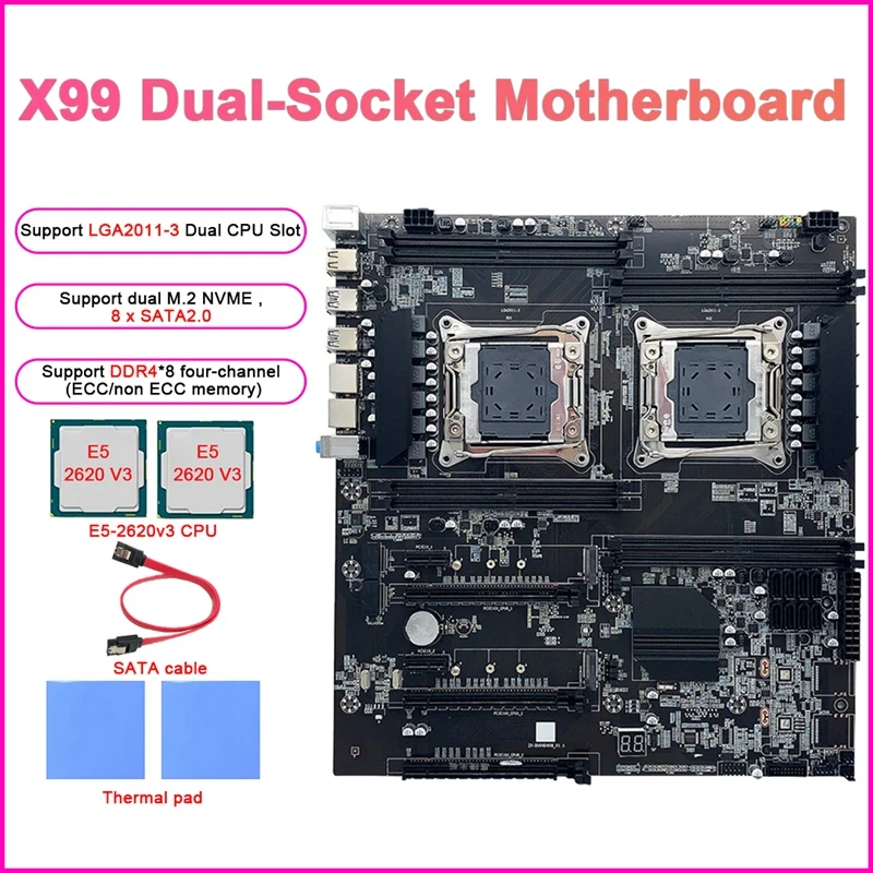 Материнская плата X99 с двумя разъемами для майнинга + процессор 2XE5-2620 V3 + 2 тепловых планшета + кабель SATA Стандартный Двойной процессор DDR4 со слотами ОЗУ 8XSATA2.0
Материнская плата X99 с двумя разъемами для майнинга + процессор 2XE5-2620 V3 + 2 тепловых планшета + кабель SATA Стандартный Двойной процессор DDR4 со слотами ОЗУ 8XSATA2.0