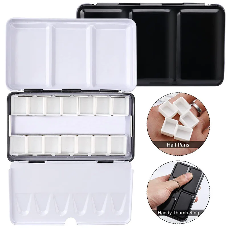 

Empty Metal Watercolor Tin Palette Box with Half/Full Pans for DIY Travel Box for Acrylic Oil Watercolor Gouache Paints