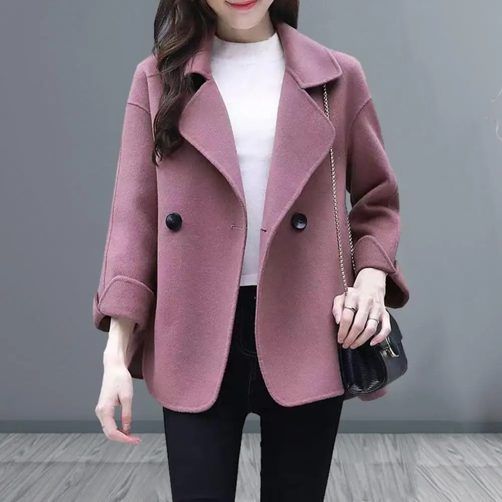 Three Quarter Sleeve Coat Stylish Women's Mid-length Woolen Coat Loose Fit Turn-down Collar Double Buttons Ideal for Fall/winter
Three Quarter Sleeve Coat Stylish Women's Mid-length Woolen Coat Loose Fit Turn-down Collar Double Buttons Ideal for Fall/winter
