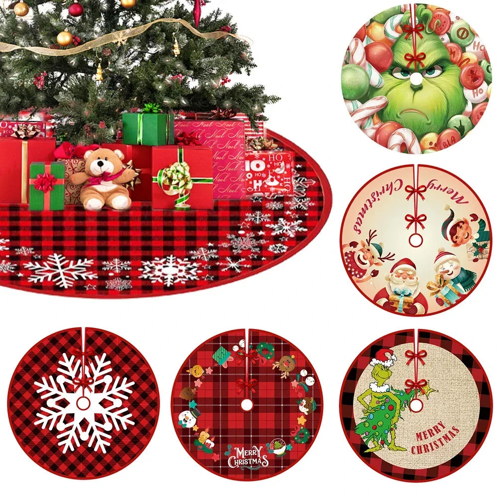 

90cm Santa Claus Snowflake Merry Christmas Mat Reusable Christmas Tree Skirt Foldable Xmas Tree Mat Home Party Ornament Decor