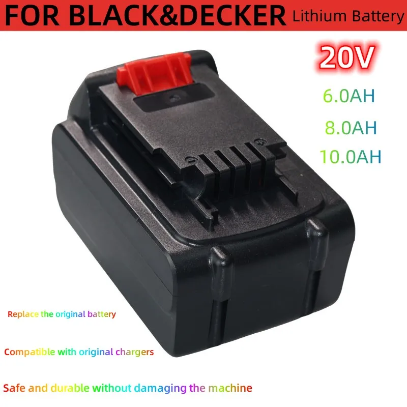 

6.0Ah/8.0ah/10.0ah Сменный аккумулятор для литиевой батареи Black & Decker 20V Max LB20 LBX20 LB2X4020-OPE LST220, беспроводное питание для