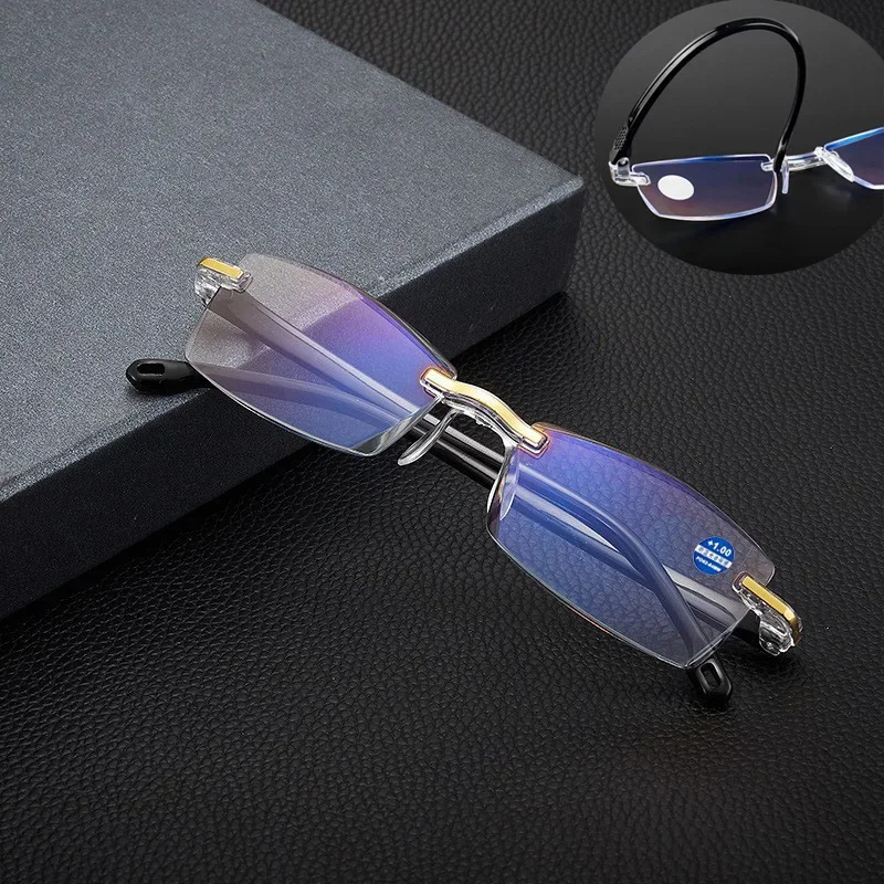 Очки для чтения без оправы для мужчин и женщин 0-+ 4,0 
Очки для чтения без оправы для мужчин и женщин 0-+ 4,0