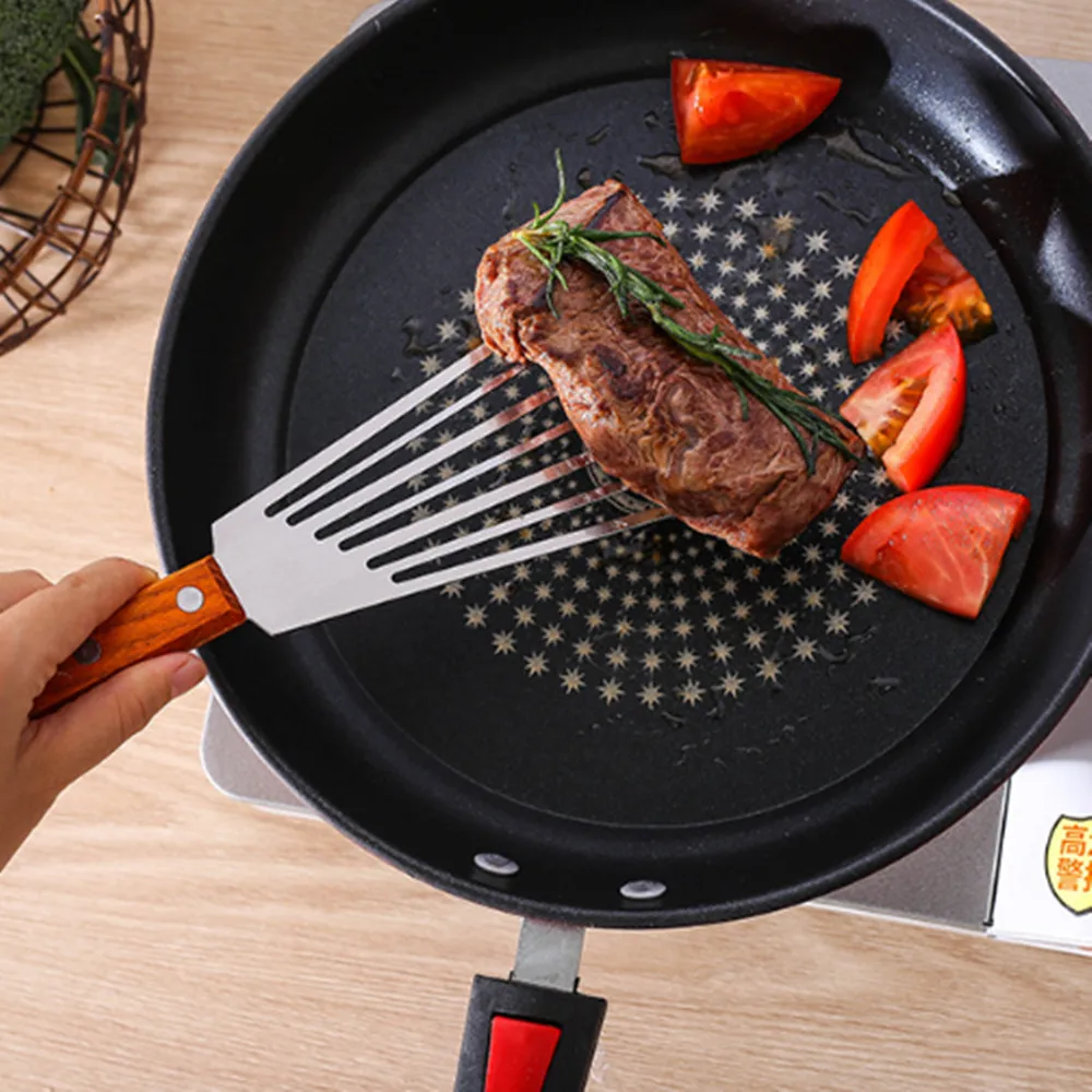 Kitchen Stainless Steel Frying Spatula Leaky Shovel Fish Slice With Wooden Handle Cookware Utensils Kitchen accessories
Kitchen Stainless Steel Frying Spatula Leaky Shovel Fish Slice With Wooden Handle Cookware Utensils Kitchen accessories