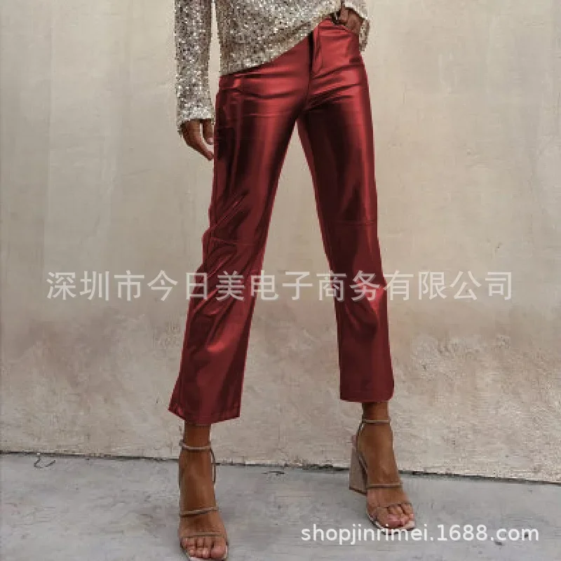 

New Arrivals Sense Design 2024 Spring Summer New Women's Clothing Solid Color Slim Slimming Bright Casual Cropped Pants