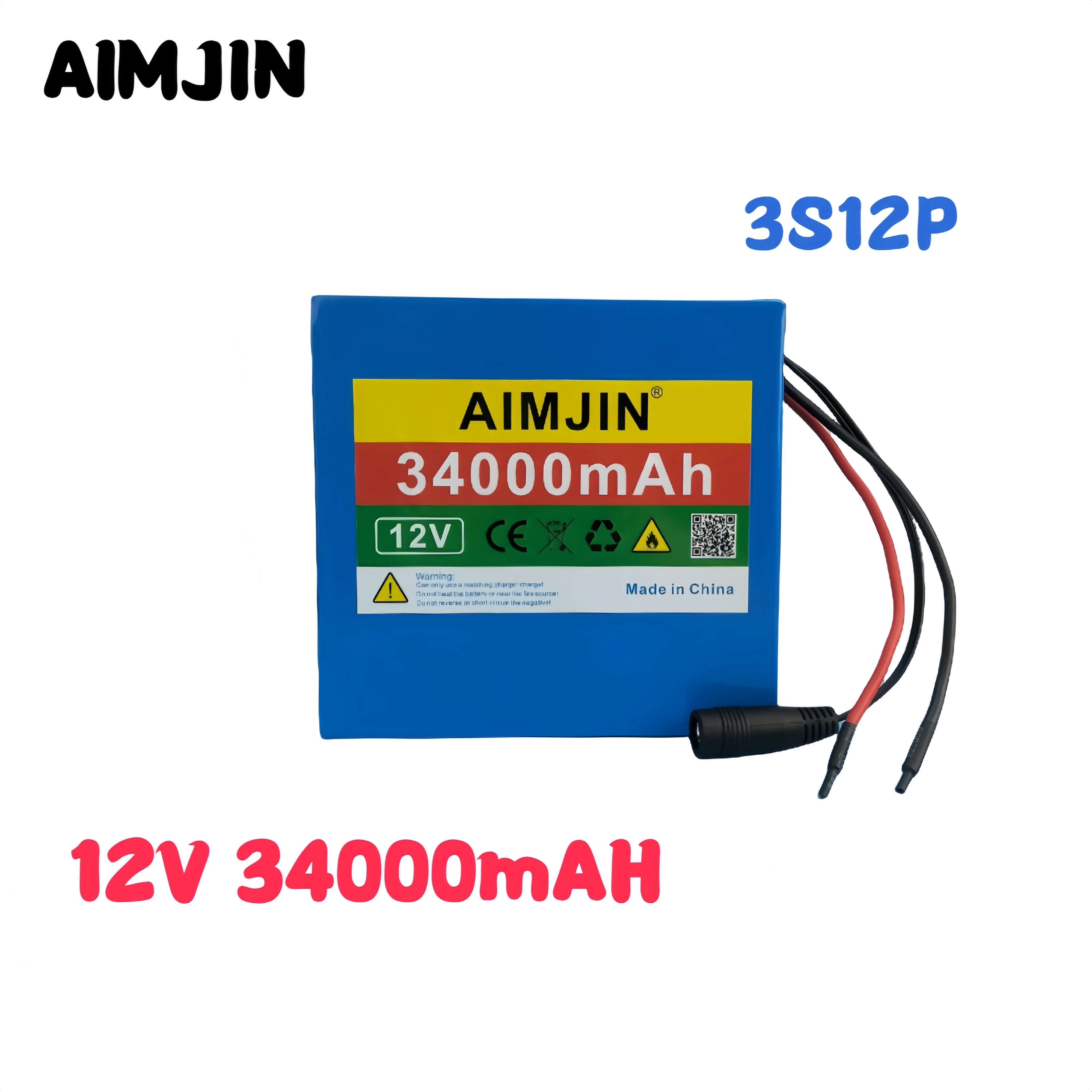 12V 3S12P 34000mAh 18650 rechargeable lithium ion battery for LED lights backup Powe Etc+12.6v 3A charger
12V 3S12P 34000mAh 18650 rechargeable lithium ion battery for LED lights backup Powe Etc+12.6v 3A charger