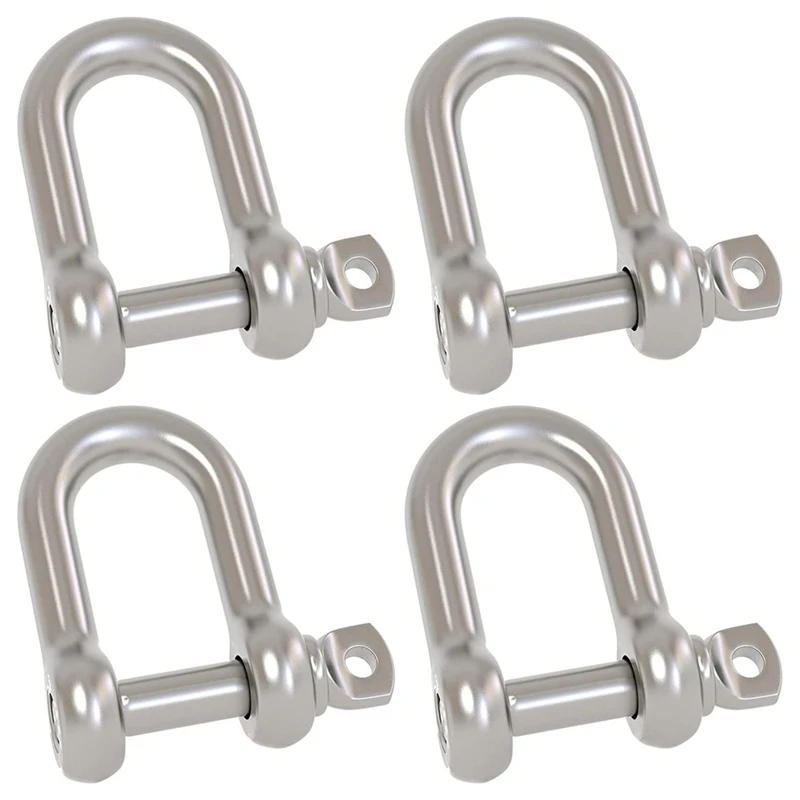 

4 Pcs 5/16 Inch 8Mm Screw Pin Anchor Shackle 304 Stainless Steel D Ring Shackle For Wirerope Lifting, Ship Anchor