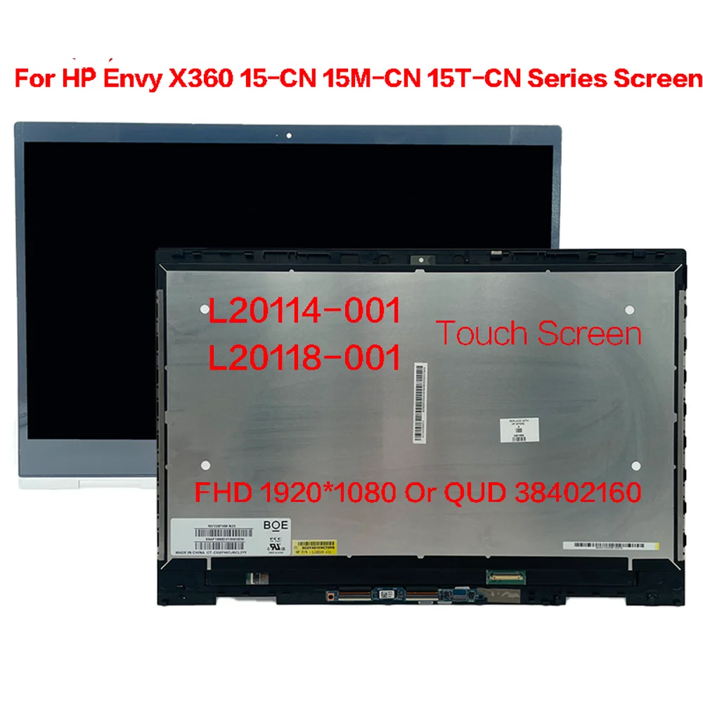 

Original 15.6"For HP ENVY X360 15-CN 15-CP Series 15-cn0002TX 15M-CN L20114-001 L20118-001 Assembly LCD Touch Screen Replacement