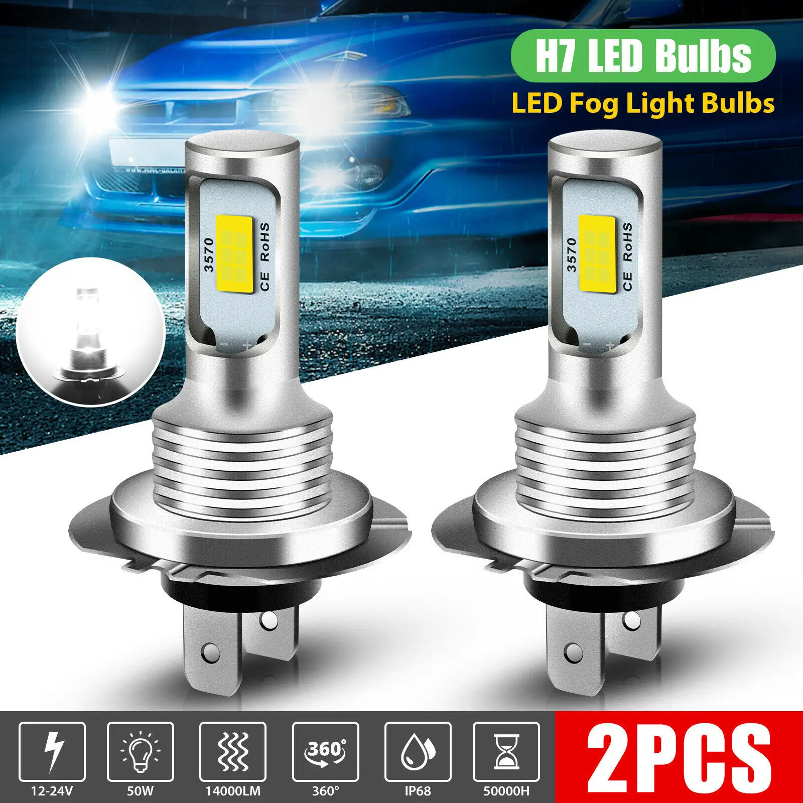 

H7 H11 9006 80w 3570 2smd Highlight Decoding Light Automobile Led FogLamp Motorcycle Light Plug and Play 3000K 6000K 8000K Green