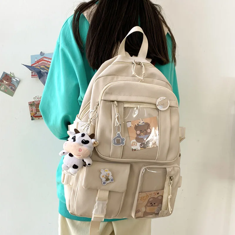 New Solid Color Cute Backpack Women Multifunctional Daily School Bag for Teen Girls Student Bag Kawaii Badge Backpack
New Solid Color Cute Backpack Women Multifunctional Daily School Bag for Teen Girls Student Bag Kawaii Badge Backpack