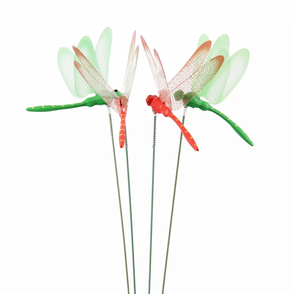 

10PCS/8cm PVC Artificial Dragonfly Decorative Stakes Outdoor Yard Planter Flower Garden Lawn Ornament Bonsai Decor Kindergarden