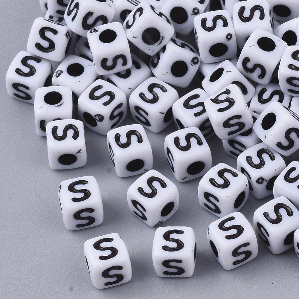 20g White Opaque Acrylic Beads Horizontal Hole Cube with Black Alphabet Letter.S 4~5x4~5x4~5mm Hole: 1.8mm about 240pcs/20g
20g White Opaque Acrylic Beads Horizontal Hole Cube with Black Alphabet Letter.S 4~5x4~5x4~5mm Hole: 1.8mm about 240pcs/20g