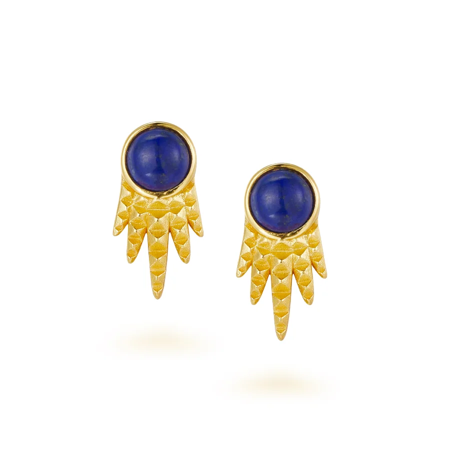 

Fine jewelry natural Lazurite gemstone stud earrings 925 sterling silver 18k gold plated fashion earrings for women