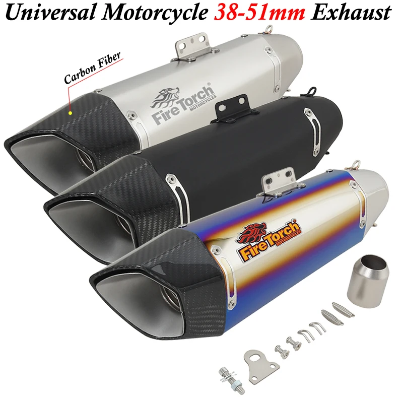

Universal 51mm Motorcycle Exhaust Pipe Carbon Fiber Escape Modified Muffer DB Killer For CB500F DUKE 790 S1000RR ZX4R ZX25R MT09
