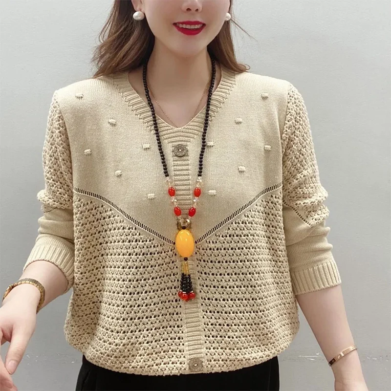 Spring Autumn Fashion Korean Harajuku Knitting Tops Women All Match Hollow Out Pullover Long Sleeve Knitwear Solid Sweaters Lady 
Spring Autumn Fashion Korean Harajuku Knitting Tops Women All Match Hollow Out Pullover Long Sleeve Knitwear Solid Sweaters Lady