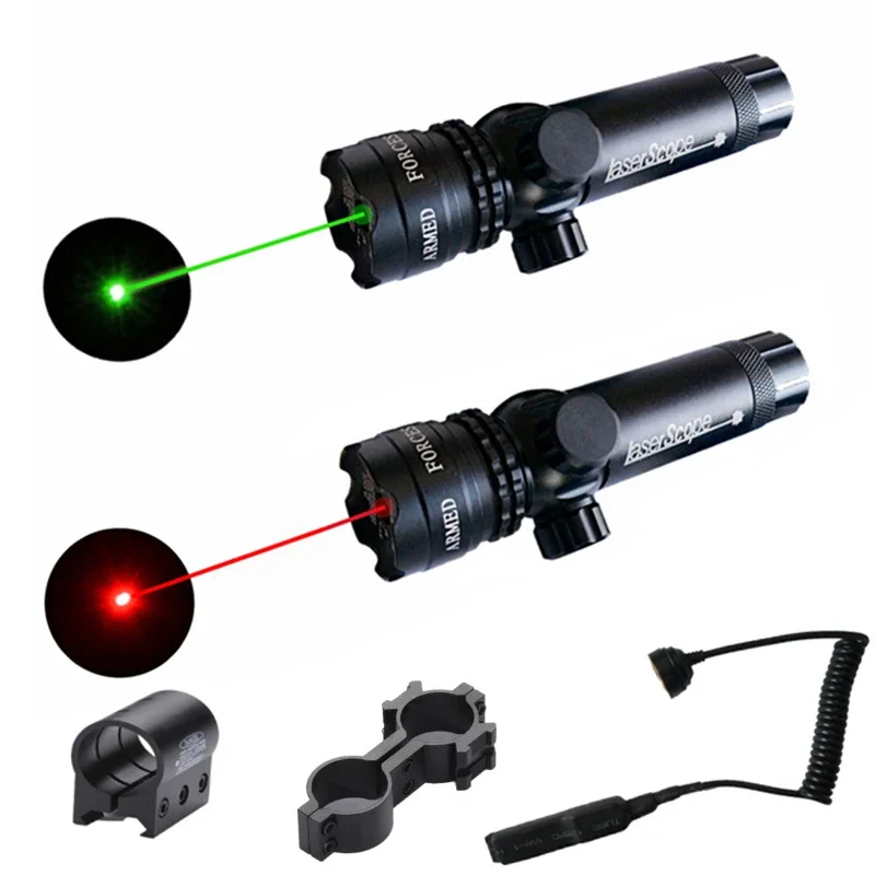 

Red/Green Laser Dot Sight Adjustable 532nm Red Laser Hunting Pointer Tactical Rifle Gun Scope Rail Barrel Pressure Switch Mount