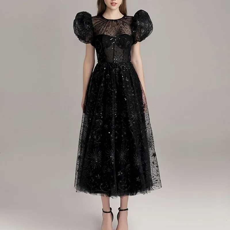 Harajpee Sweet Bubble Sleeves Sequin Dress Summer Women Form Design Combination Mesh Princess Dresses Party Night Vestido
Harajpee Sweet Bubble Sleeves Sequin Dress Summer Women Form Design Combination Mesh Princess Dresses Party Night Vestido