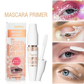 15ml White Mascara Primer Waterproof Anti-Smudge Eyelash Base Cream Thicken Lengthening White Mascara Cosmetic Eye Makeup Tool